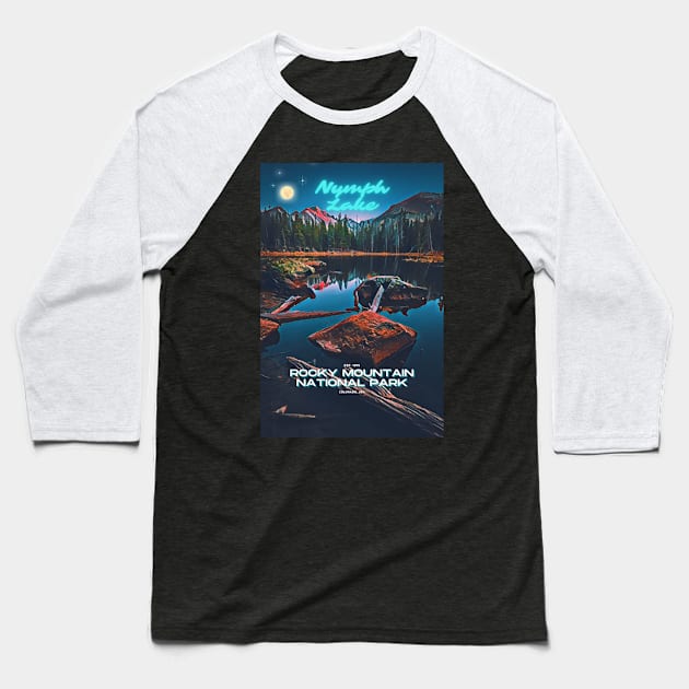 Rocky Mountain National Park Poster - Nymph Lake Baseball T-Shirt by ElevatedCT